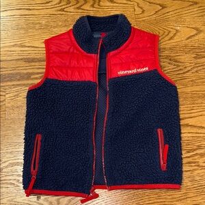 Vineyard Vines Red and Navy Fleece Vest
